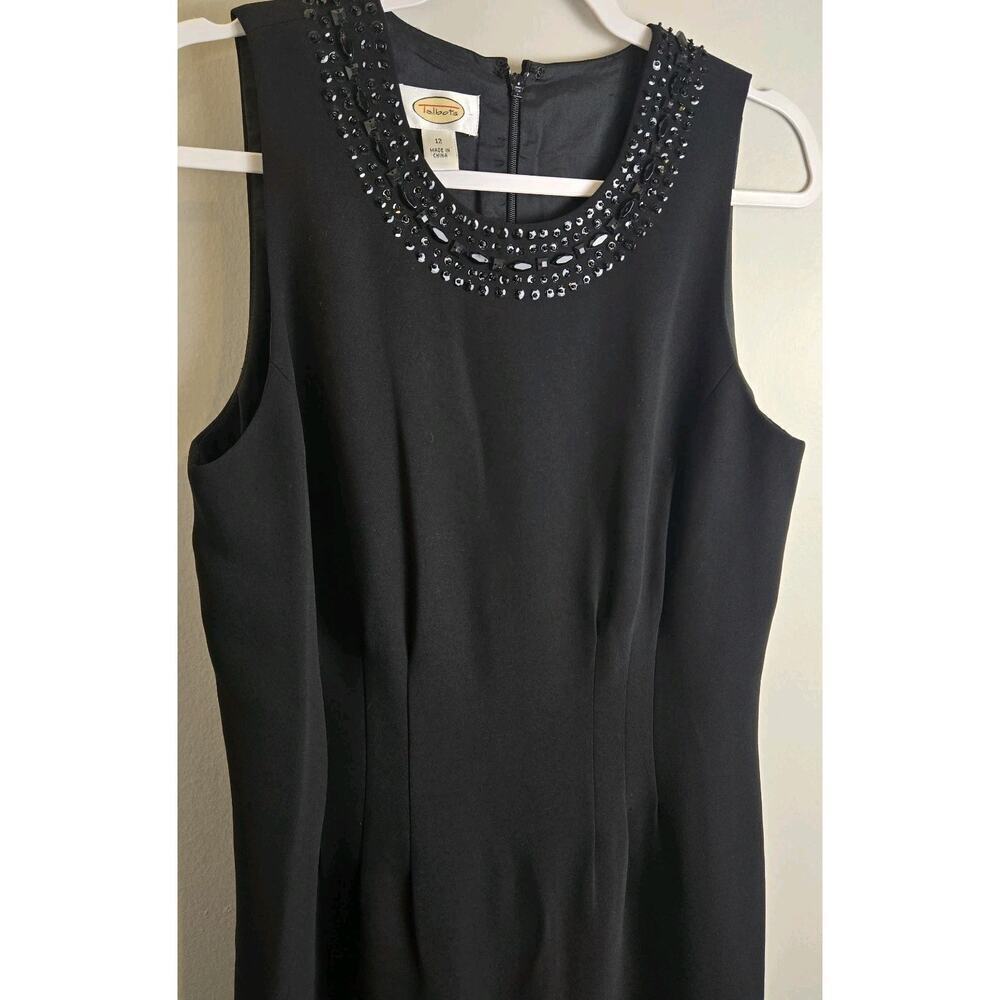 NWT Women’s Talbots Sz 12 Sleeveless Shift Dress Black Beaded CLASSIC MOBWIFE